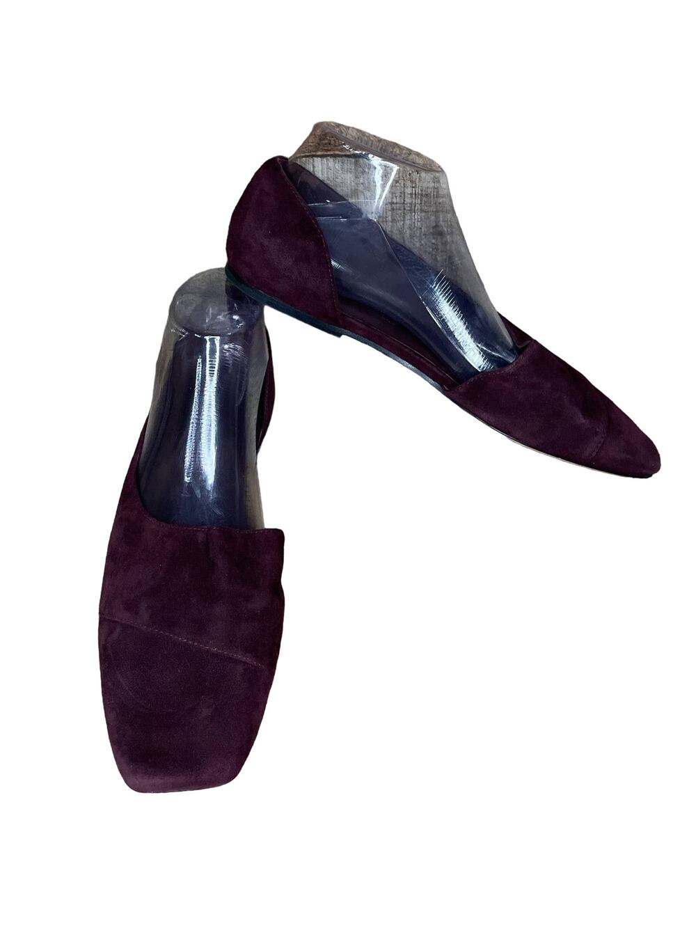 Vince Cyder Half D'Orsay Flats Black Plum Suede Shoes Square Toe Size 10
